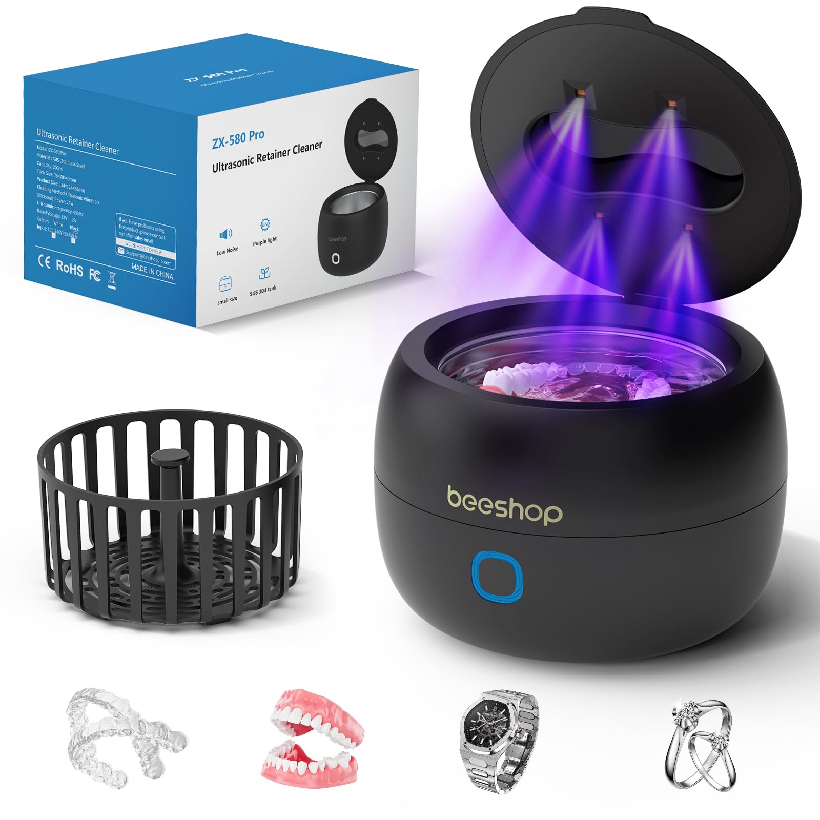 Amazon.com : BEESHOP Ultrasonic Retainer Cleaner - 45kHz Retainer
