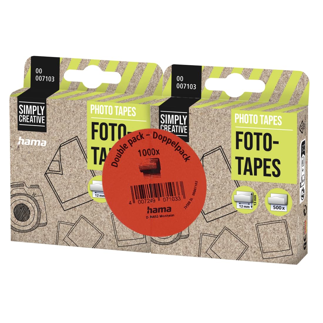 Hama Fototapes 1.000 Stück (2 x 500 Fotokleber, doppelseitig selbstklebende Klebepads, Klebepunkte geeignet für Fotoalbum und Scrapbook, eckig, in Spenderbox) weiß