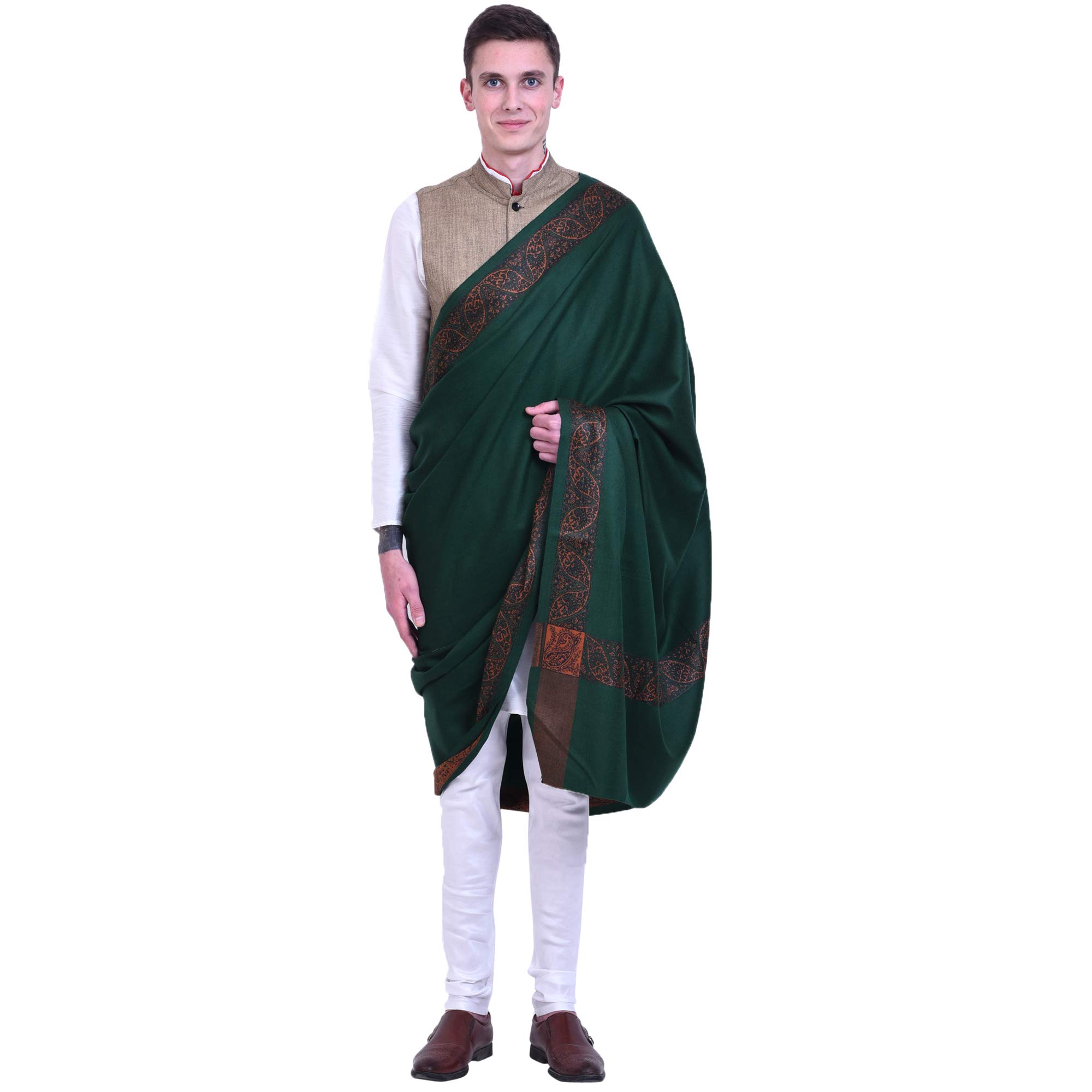 Men's Woven Pure Wool Shawl with Woolmark-image-41