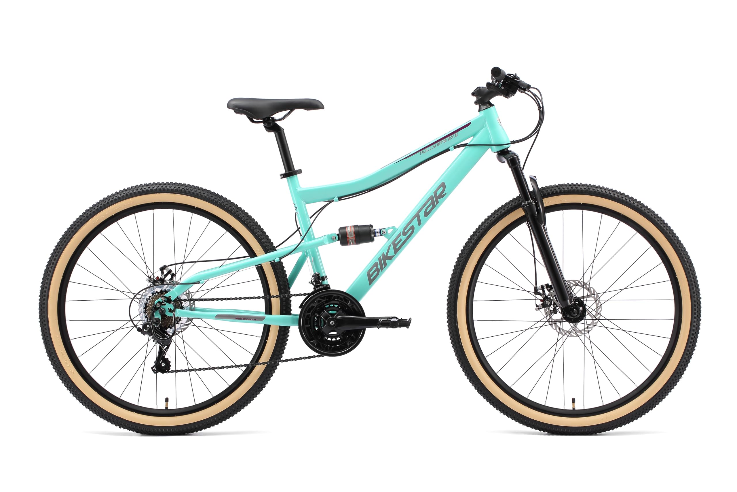 BIKESTAR Bicicleta de montaña Suspensión Doble Completa 26, 27.5, 29 Pulgadas | Cuadro 15, 17, 19" Cambio Shimano de 21 velocidades, Freno de Disco, Fully MTB