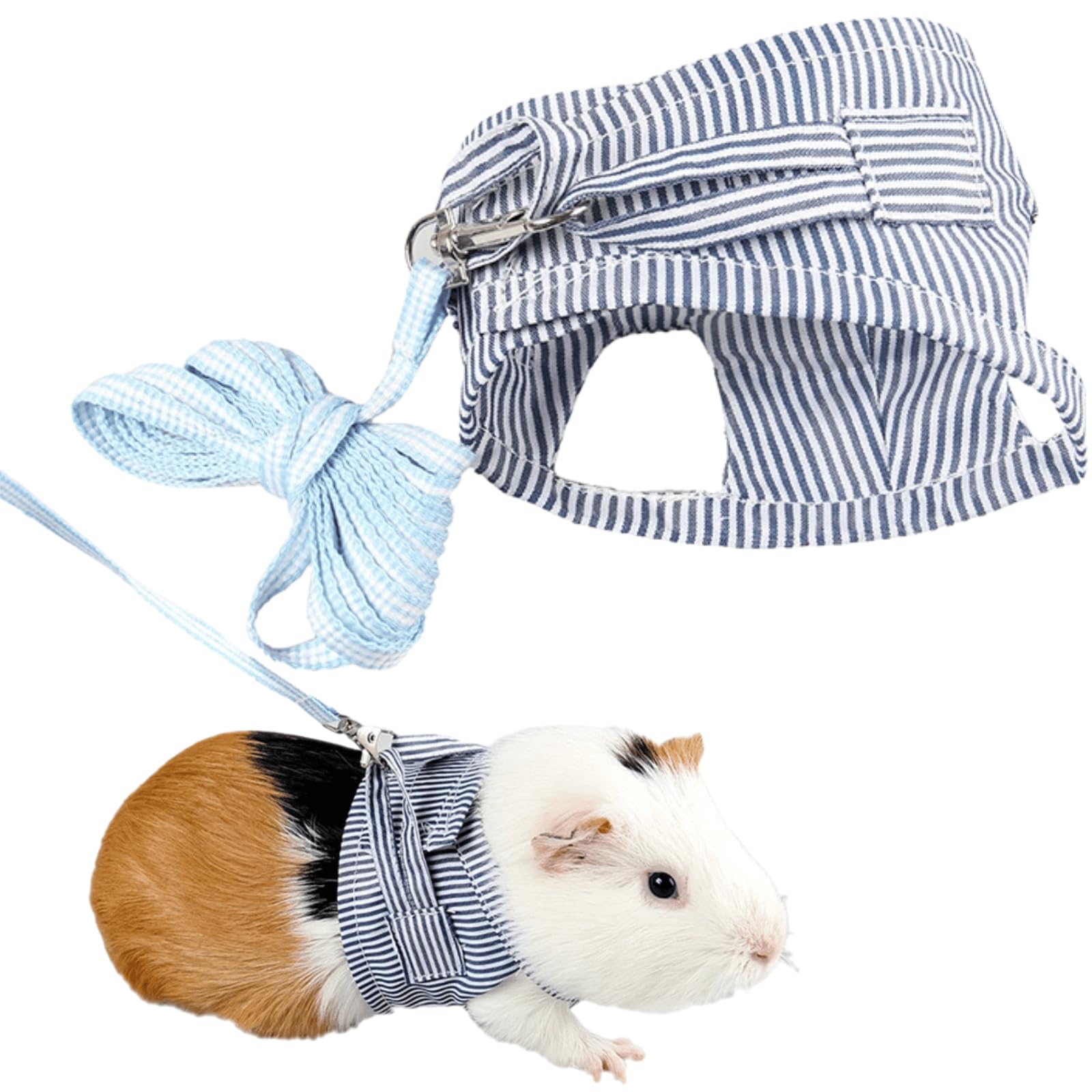 Guinea Pig Vest Harness, Small Pet Animal Harness Set Soft Adjustable Outdoor Clothes for Chinchilla Squirrel Dwarf Rabbit (Blue,L)