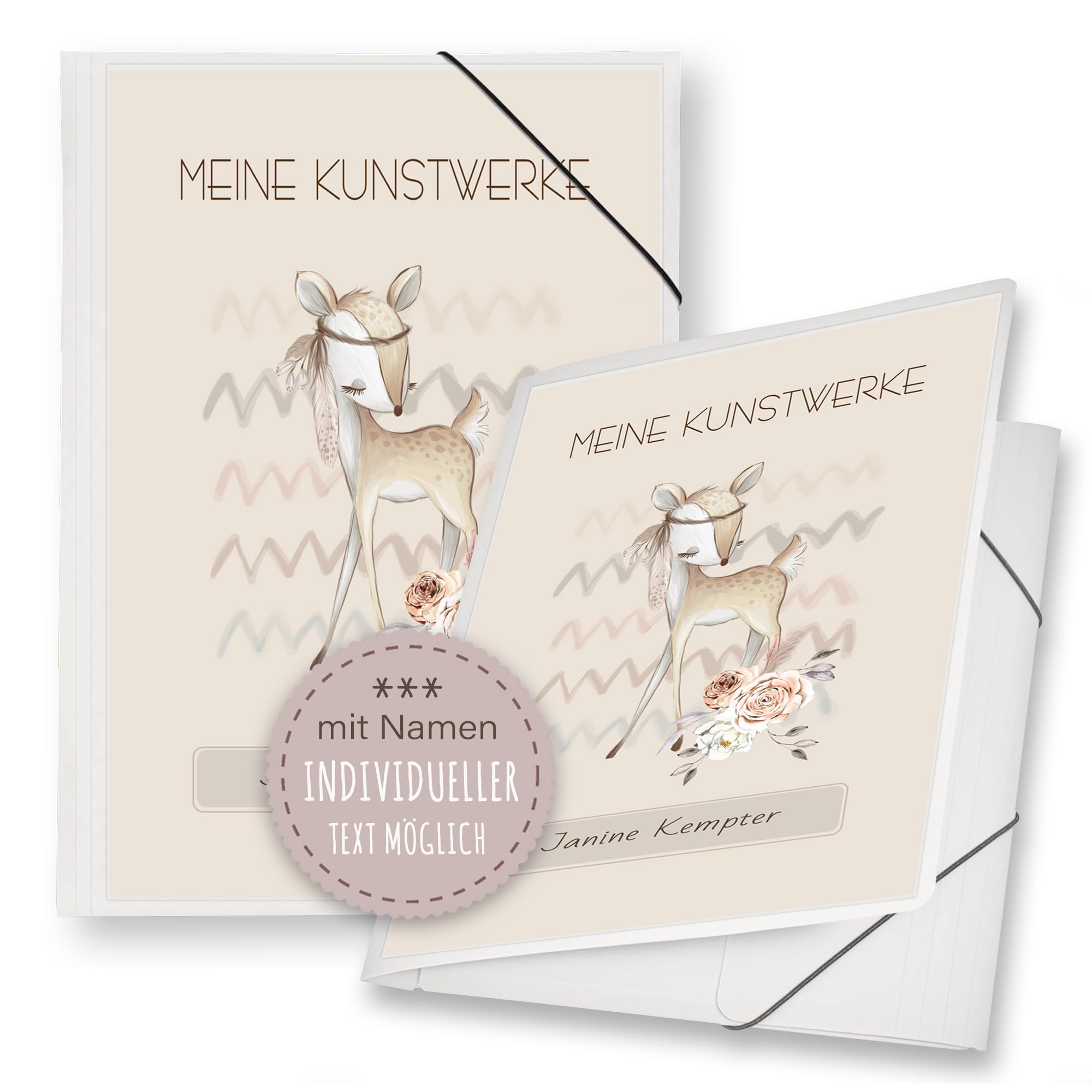 Personalisierte Kindergarten-Mappe A4/A3 Mit Süßen Tiermotiven - Sammelmappe Für Kunstwerke