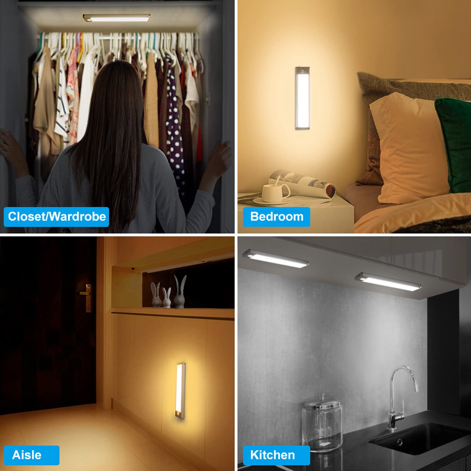 Reable Motion Sensor LED, tryby światła, ruchu i stałego światła, 3 opcje kolorów, mocowanie magnetyczne, możliwość podłączenia USB, do szaf, korytarzy, sypialni
