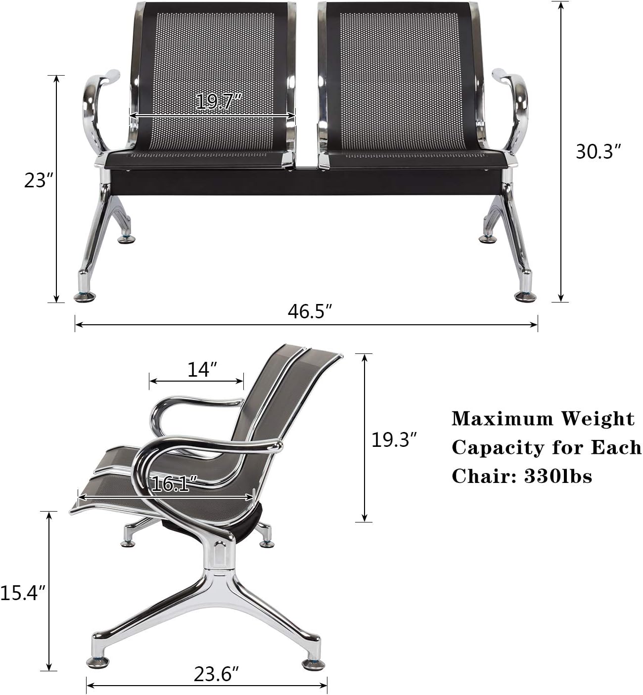 Buy Black Reception Chairs Airport Seating Bench Lobby Chairs For Business