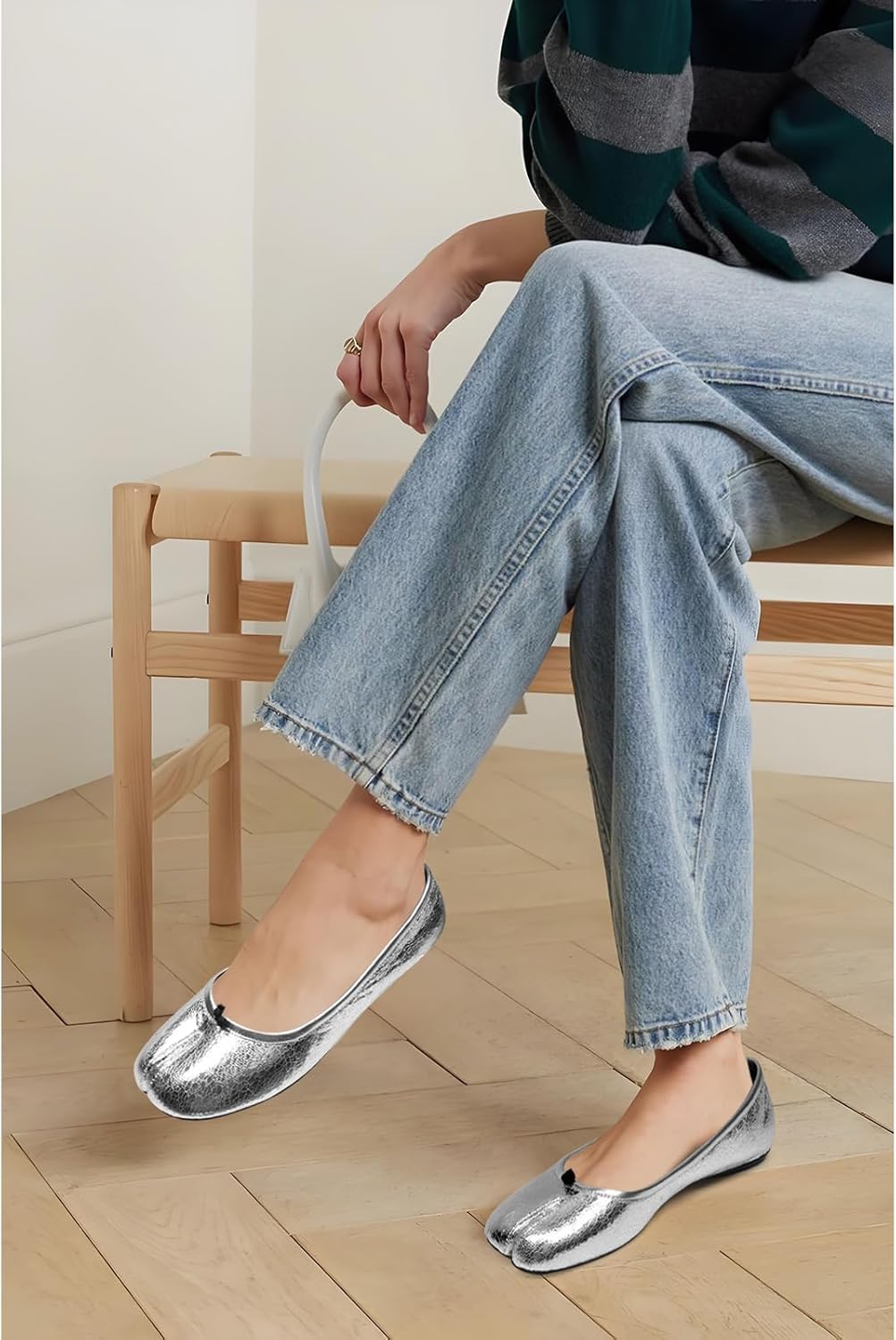 Tabi Ballet Flats Shoes for Women Rounde Toe Wide Width Split Toe Low Heel Comfortable Flats Shoes - Image 3