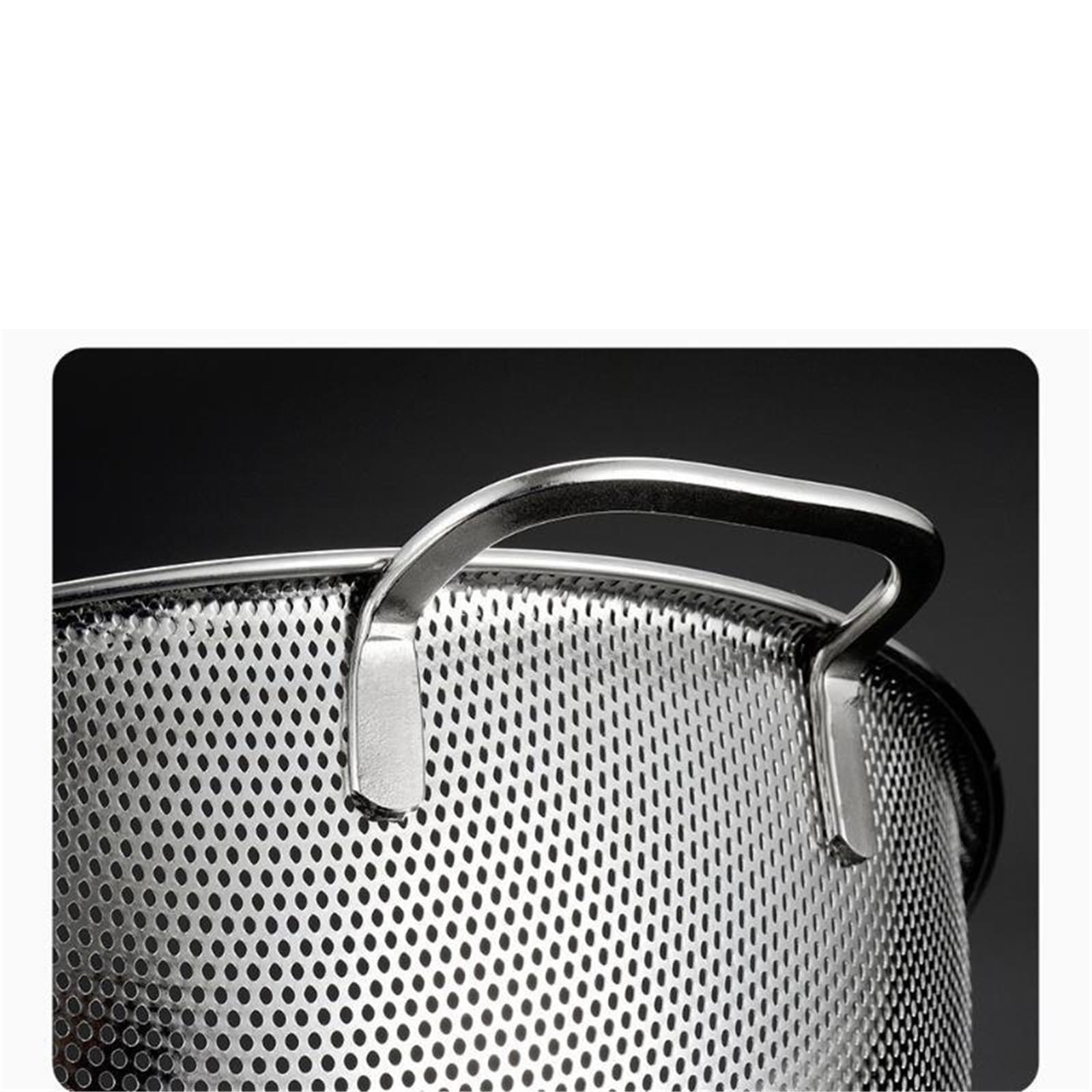 Colador de acero inoxidable con doble Mango, cesta coladora Pasta for alimentos Base anillo sólido autodrenante, filtro malla fina, 2 uds para Pasta Verduras y Frutas