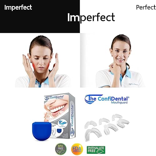 Miniatura 25 de The ConfiDental - Paquete de 3 protectores bucales moldeables para rechinar dientes, apretar bruxismo, deporte atlético, bandeja blanqueadora, Negro