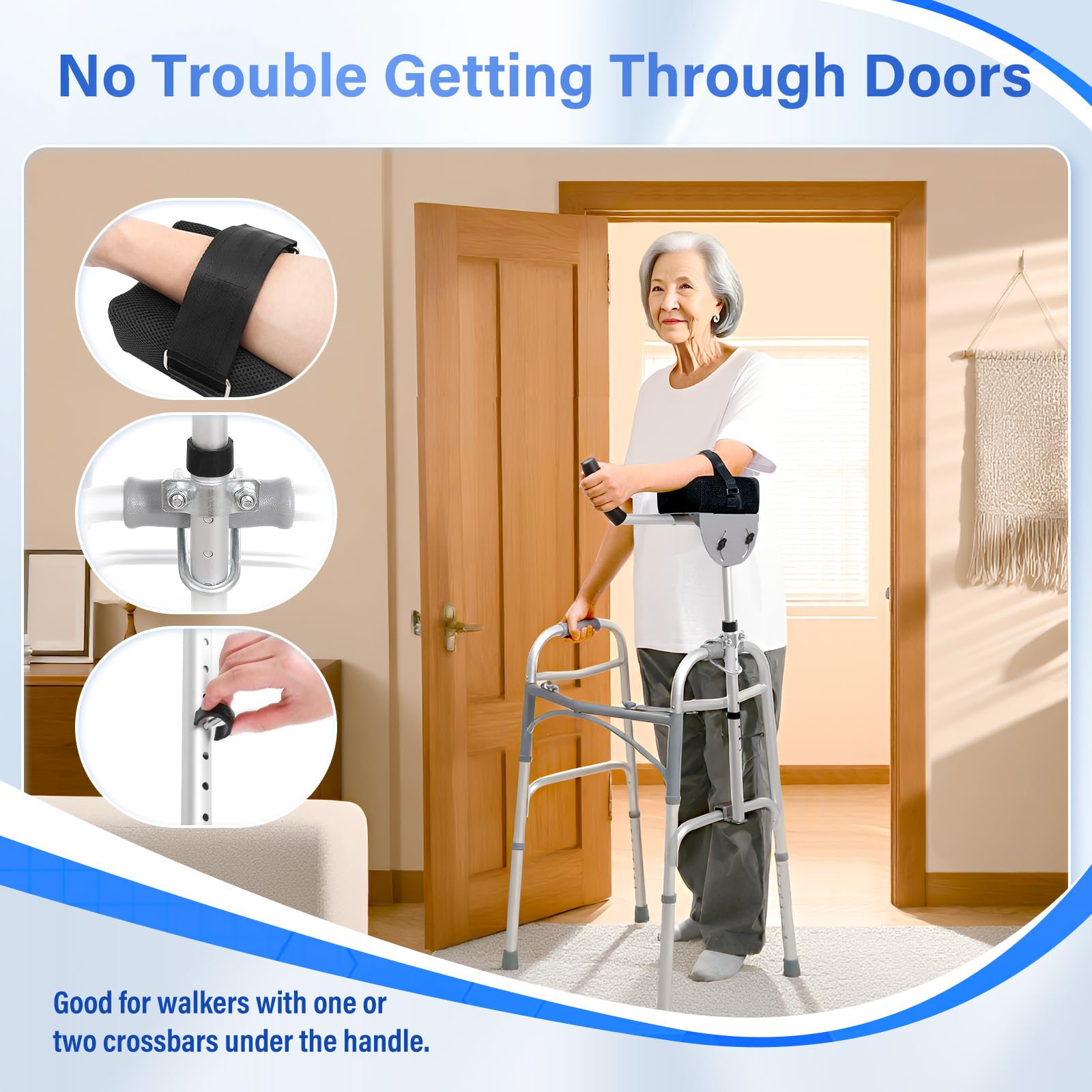 1 pcs Walker Platform Attachment with Adjustable Padded Cuff - Walker Platform Accessory to Preventing The Bracket from Sliding Down - U-Shaped Clamp Design Compatible with Most Walkers on The Market — Amazon image 6
