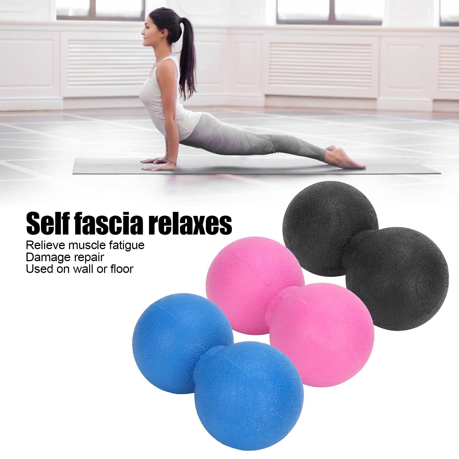 Erdnussförmiger Selbstfaszienentspannender Massageball aus TPR Material zur Linderung von Muskelermüdung Triggerpunkten tragbar für Fitness Faszientraining (schwarz rosa