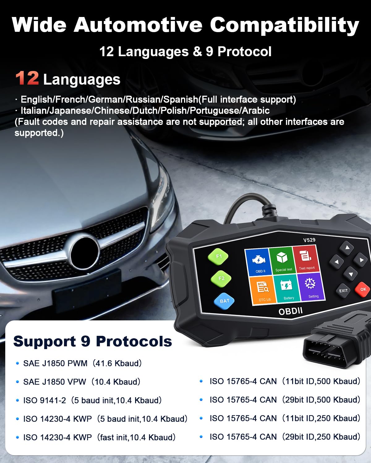 ZEXMTE skaner diagnostyczny OBD2, profesjonalny skaner OBD2 ze strumieniem danych, tryb 6, tryb 8 i gotowość I/M, ulepszony czytnik kodów do samochodów osobowych i ciężarowych, kolorowy ekran 2,8 cala