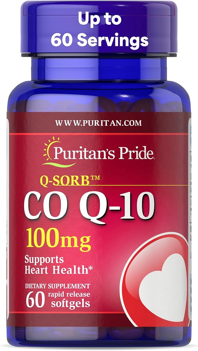 Puritan's Pride Coenzima Co Q-10 100mg 60 Cápsulas, Saúde Cardíaca, Produto Importado