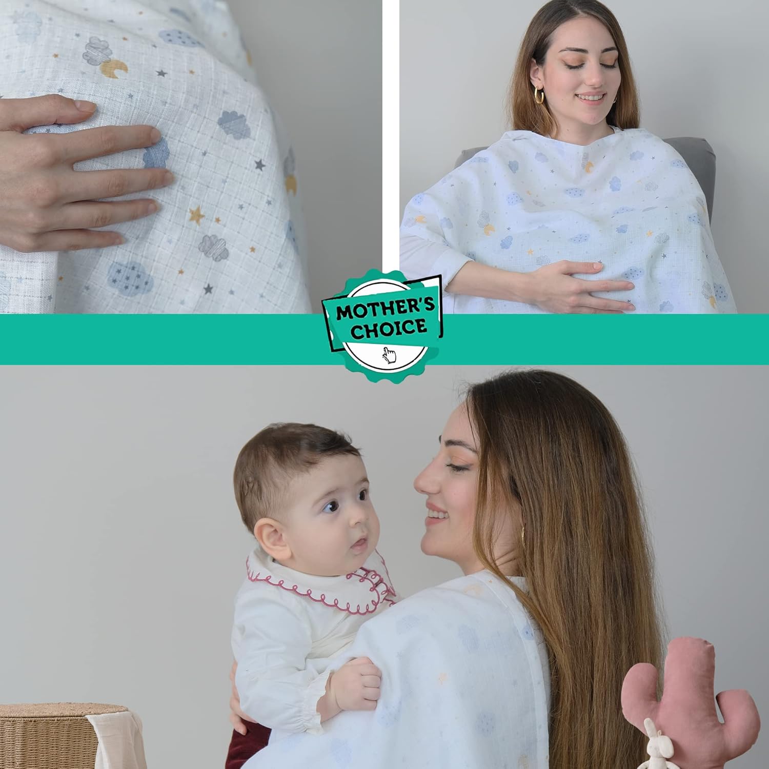 Bond - Funda De Lactancia De Muselina Transpirable Para Lactancia Materna Del Bebé (beige Claro) - Cubierta De Lactancia Materna Para Mamá También Funciona Ideal Como Funda De Cochecito Y Manta