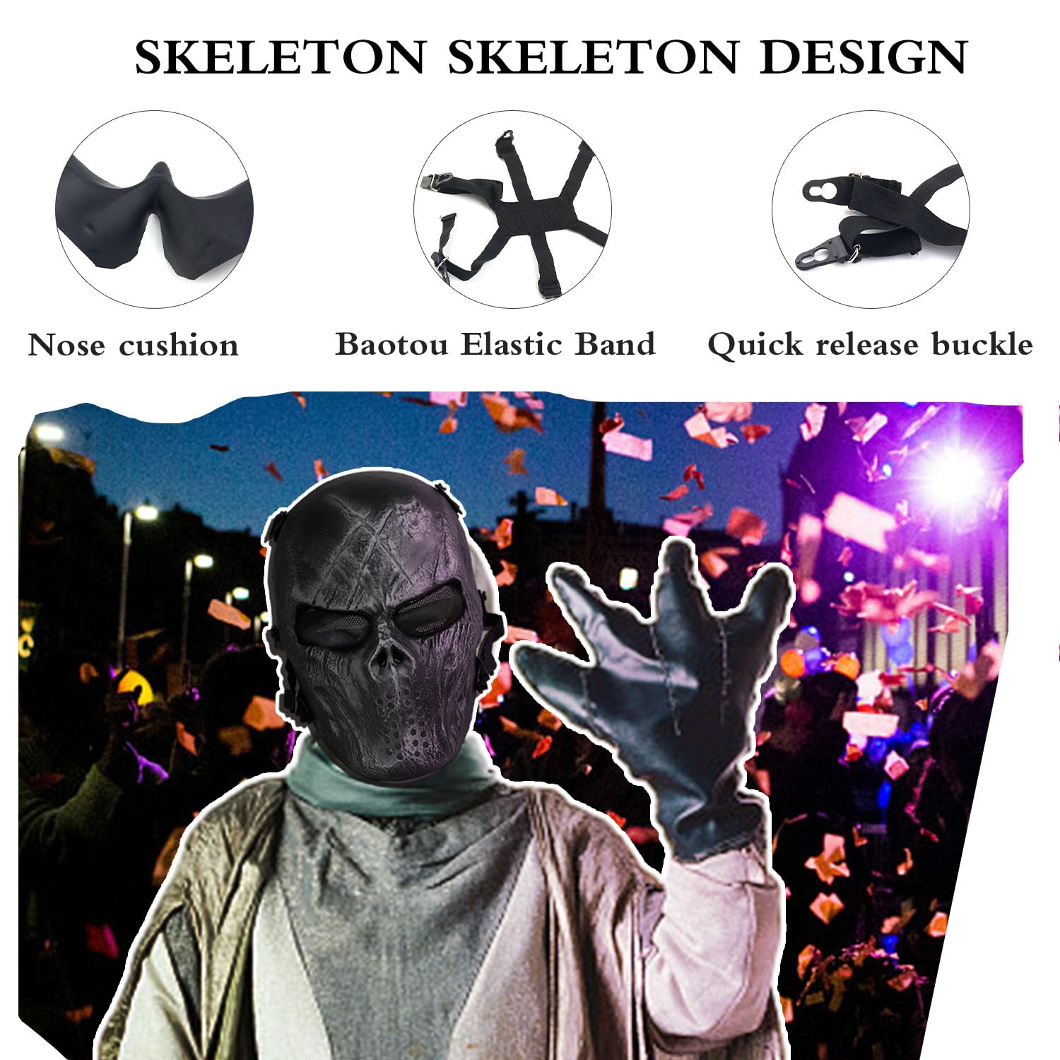 Easy Provider Skull Airsoft Paintball Caccia Full Face Protect Maschera Mesh Occhiali