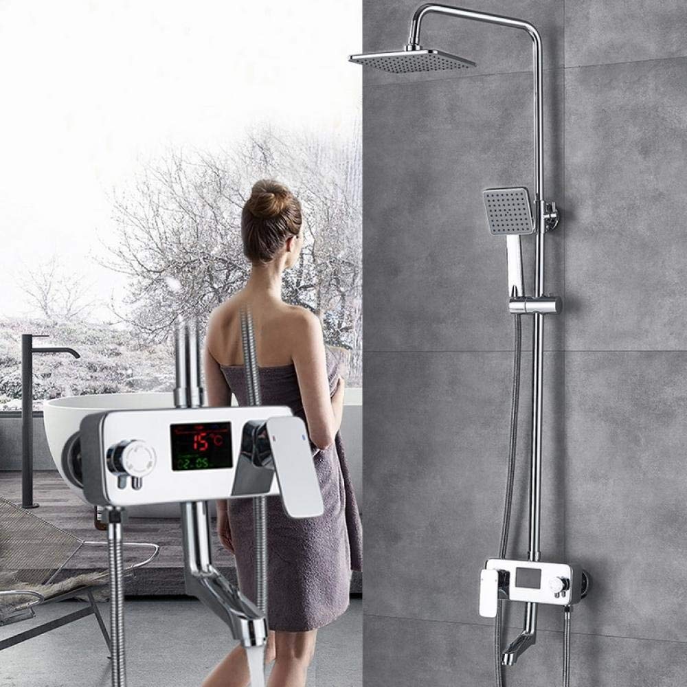 YNIYUJKL Shower Faucet Bath Shower Faucet System Chrome Shower Set Digital Temperature Display Shower Mixer Bathtub Tap Swivel Spout