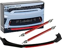 Vista 28 de Xotic Tech alerón de protección para parachoques delantero, negro con rojo, kit con barra de acoplamiento ajustable de 8-11 pulgadas