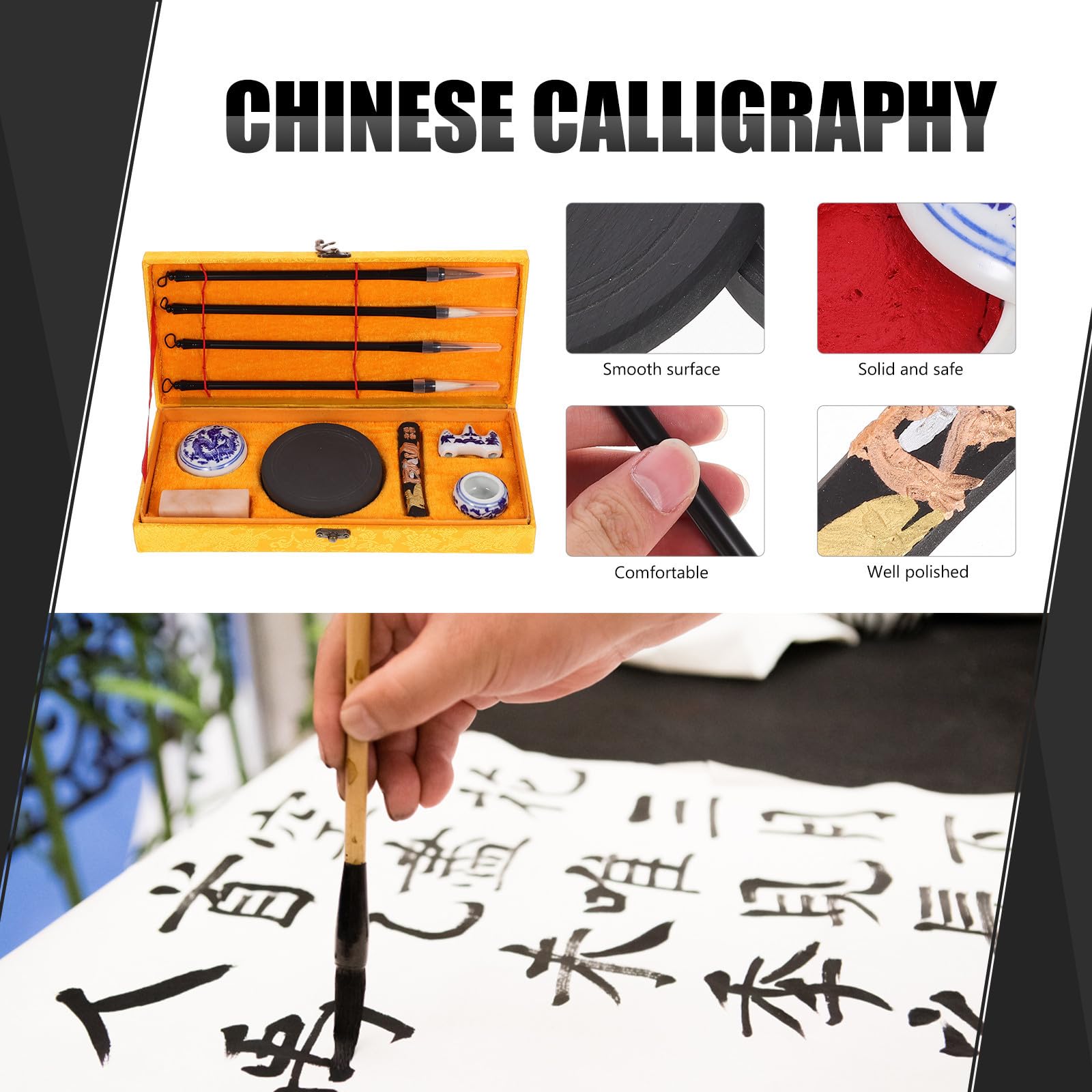 Gadpiparty Chinesisches Kalligraphie Pinselset Vier Schätze des Studiums und Wolfshaar Geeignet für Anfänger Schreibset für Kalligrafie und Kreatives Schreiben