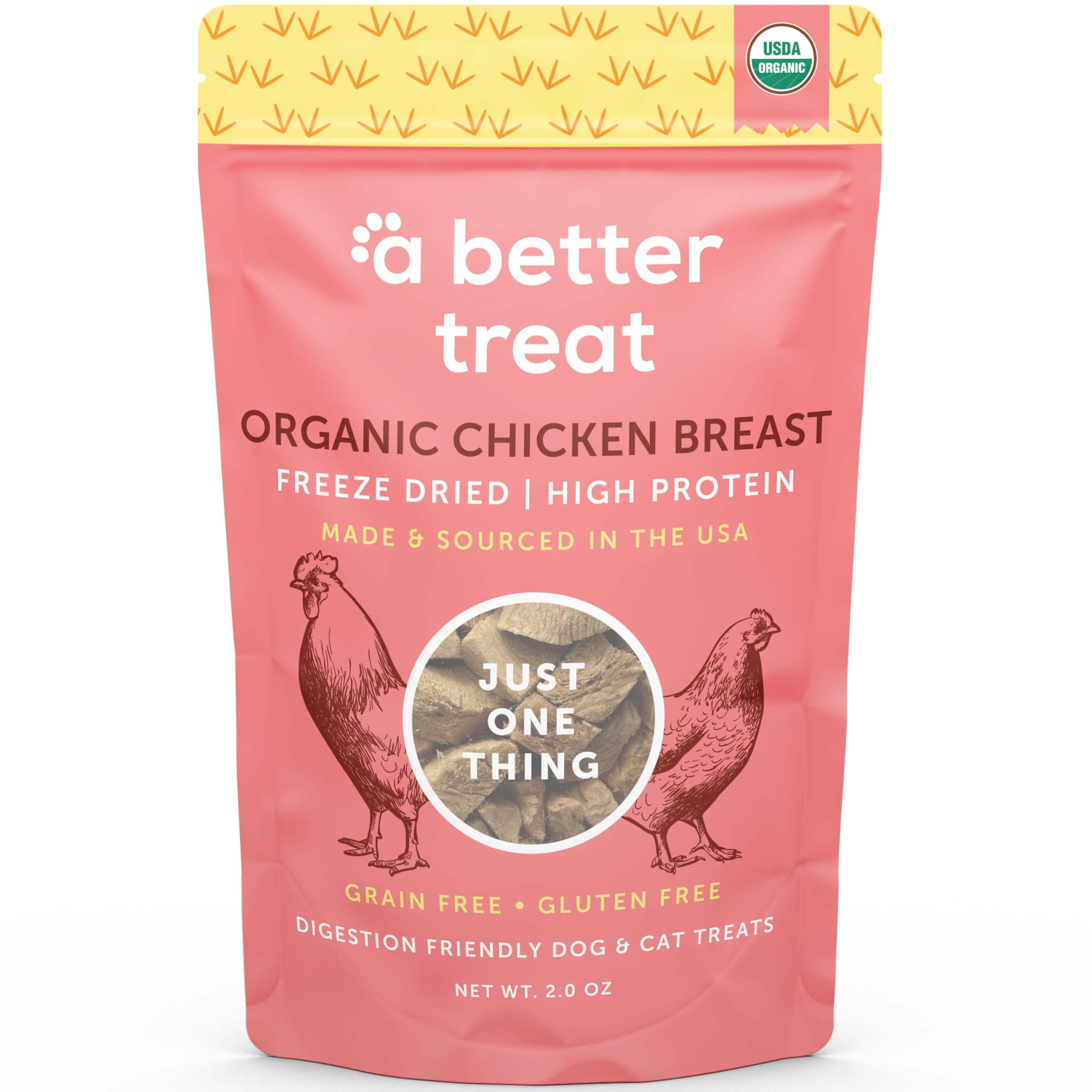 A Better Treat – Organic Freeze Dried Chicken Breast Dog Treats, Organic, Single Ingredient | Natural Healthy High Value | Gluten Free, Grain Free,