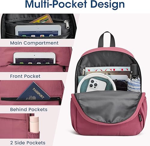 Miniatura 5 de G4Free Mini mochila para mujer resistente al agua mochila de senderismo con correas de hombro ajustables para viajes, tiendas, trabajo casual,