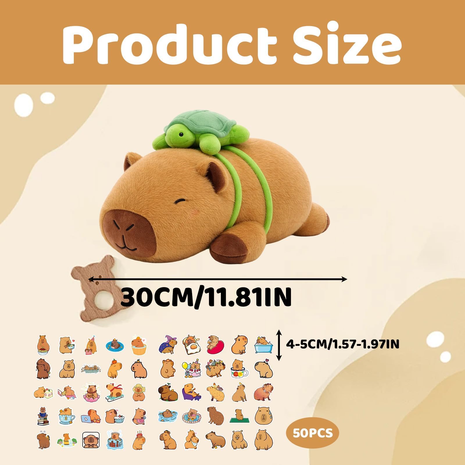 GegXcn Plush Toy with Turtle, 30cm Weighted Stuffed Animal - Image 2