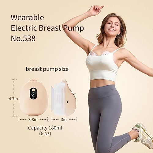 Miniatura 2 de Springhope No.538 Extractor de leche portátil manos libres con control de aplicación, 3 modos y 12 niveles de succión, bomba portátil sin dolor para