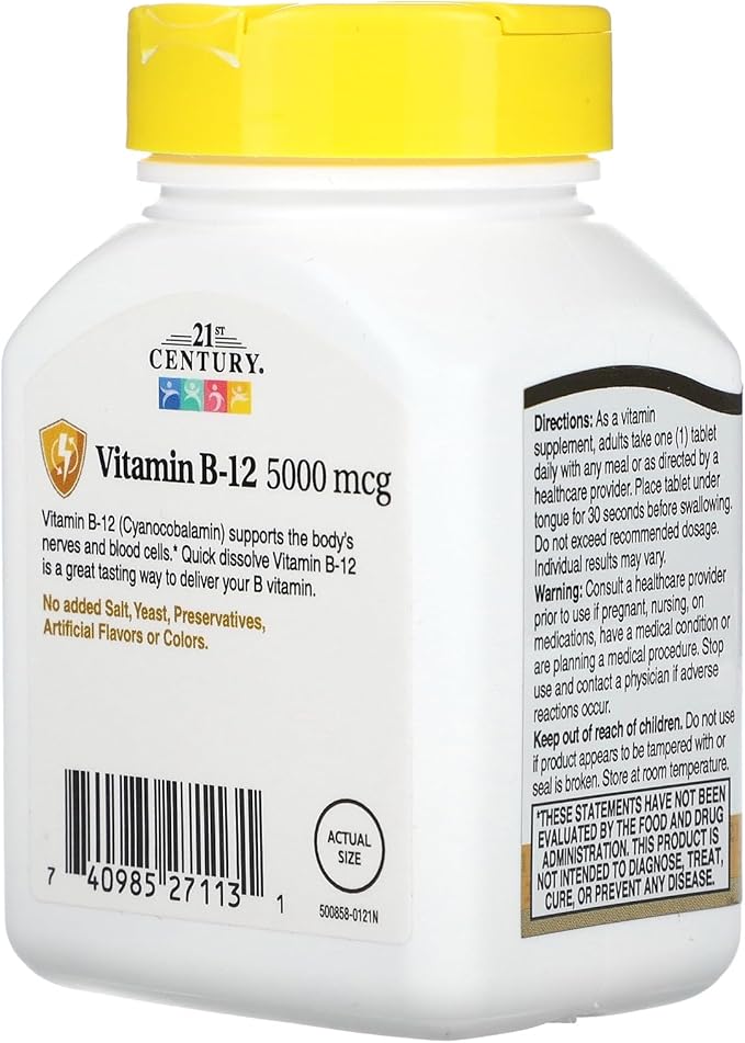21st Century B-12 5000 mcg Tabletas Sublingual 110 Tabletas miniatura 3