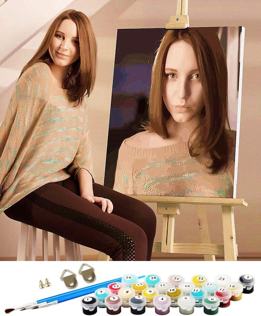 WOWDECOR Make Your Own Paint by Numbers Kits with Custom Photo, Create Personalized Customize DIY Number Painting by Your Own Picture (Custom Photo, Framed)