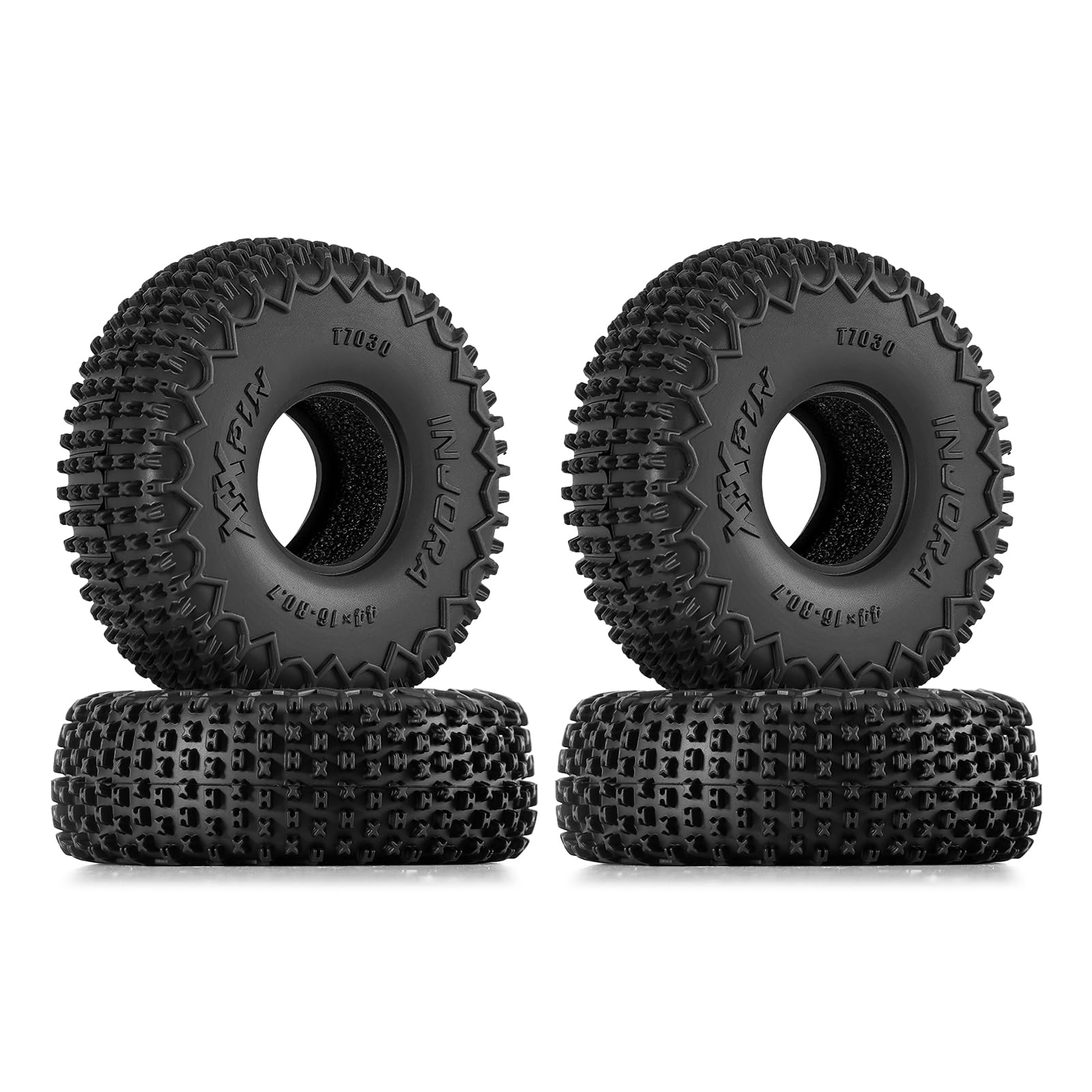 INJORA 44 * 16mm 0.7" XHX Pin Tires for 1/30 Axial SCX30 (T7030)