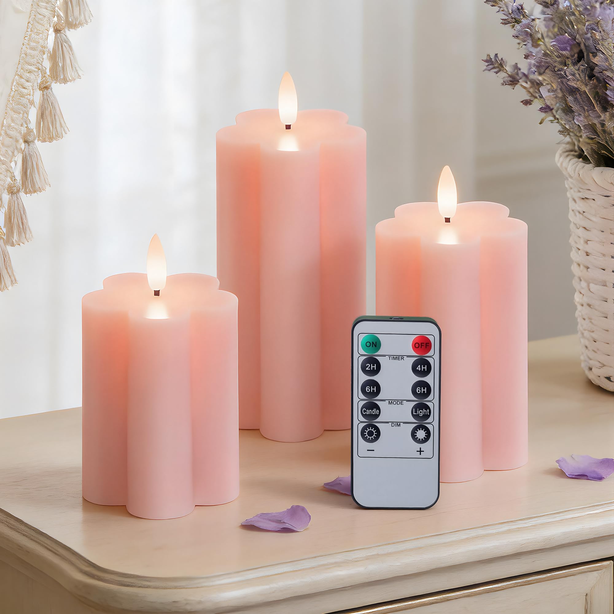Candele a LED senza fiamma, in vera cera, con timer e telecomando, per uso interno, 7,6 x 10,2 cm, 7,6 x 12,7 cm, 7,6 x 15,2 cm, set da 3 pezzi