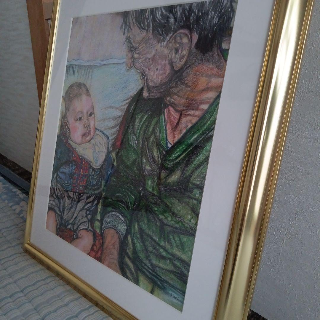 色鉛筆画　　「孫は可愛いな」 色鉛筆画 「孫は可愛いな」 色鉛筆画 「孫は可愛いな」 色鉛筆画