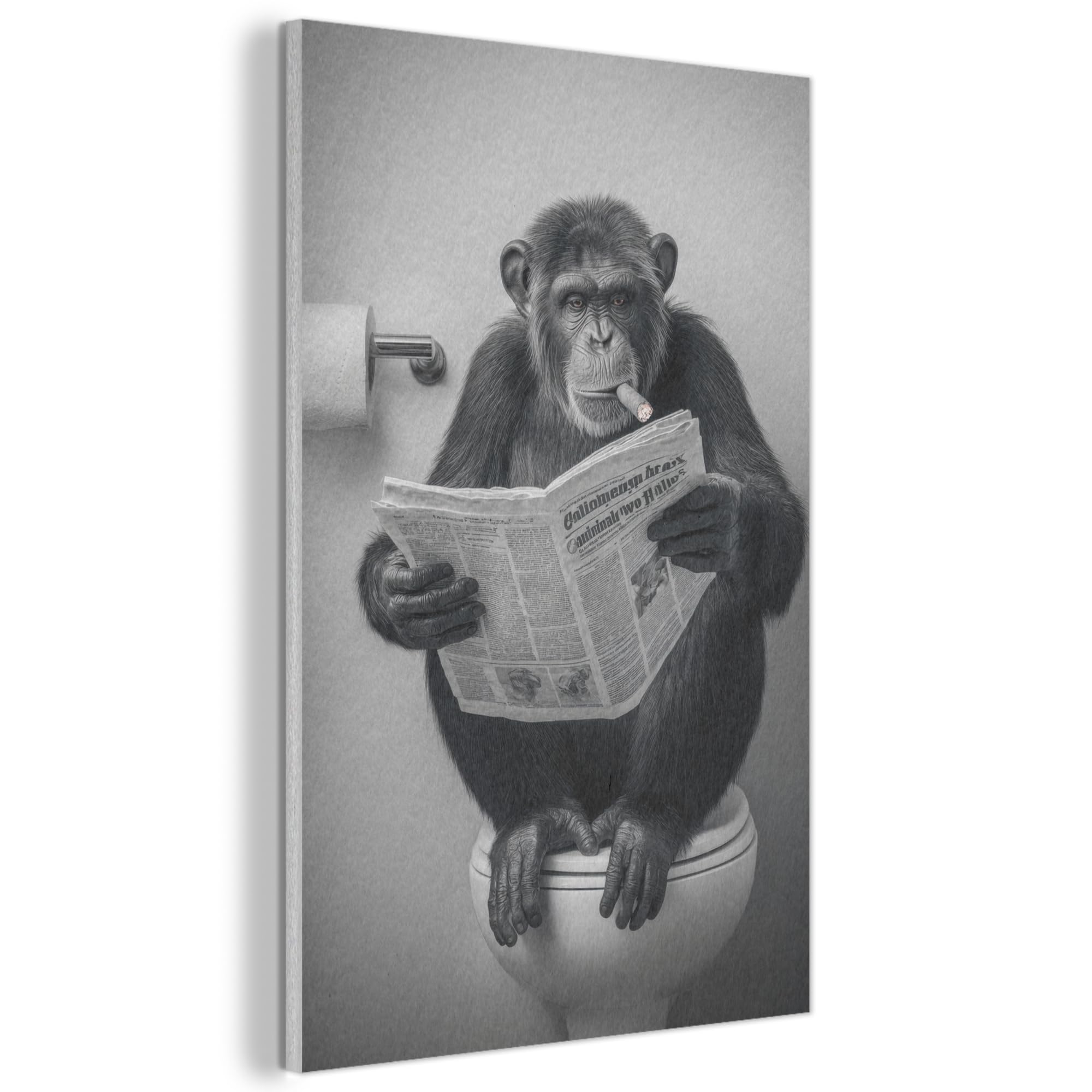 MuchoWow© Felt Panel 60x90 cm Room Style Piece Wallfillers Visual Display Decoration Wall Art Toilet - Chimpanzee - Newspaper - Cigar