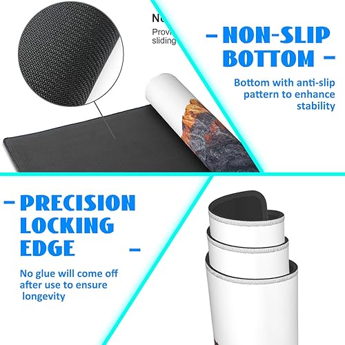 Miniatura 5 de Alfombrilla de escritorio, montañas al atardecer extendida para mouse para juegos, grande, 35.4 x 15.7 pulgadas, con base antideslizante y borde