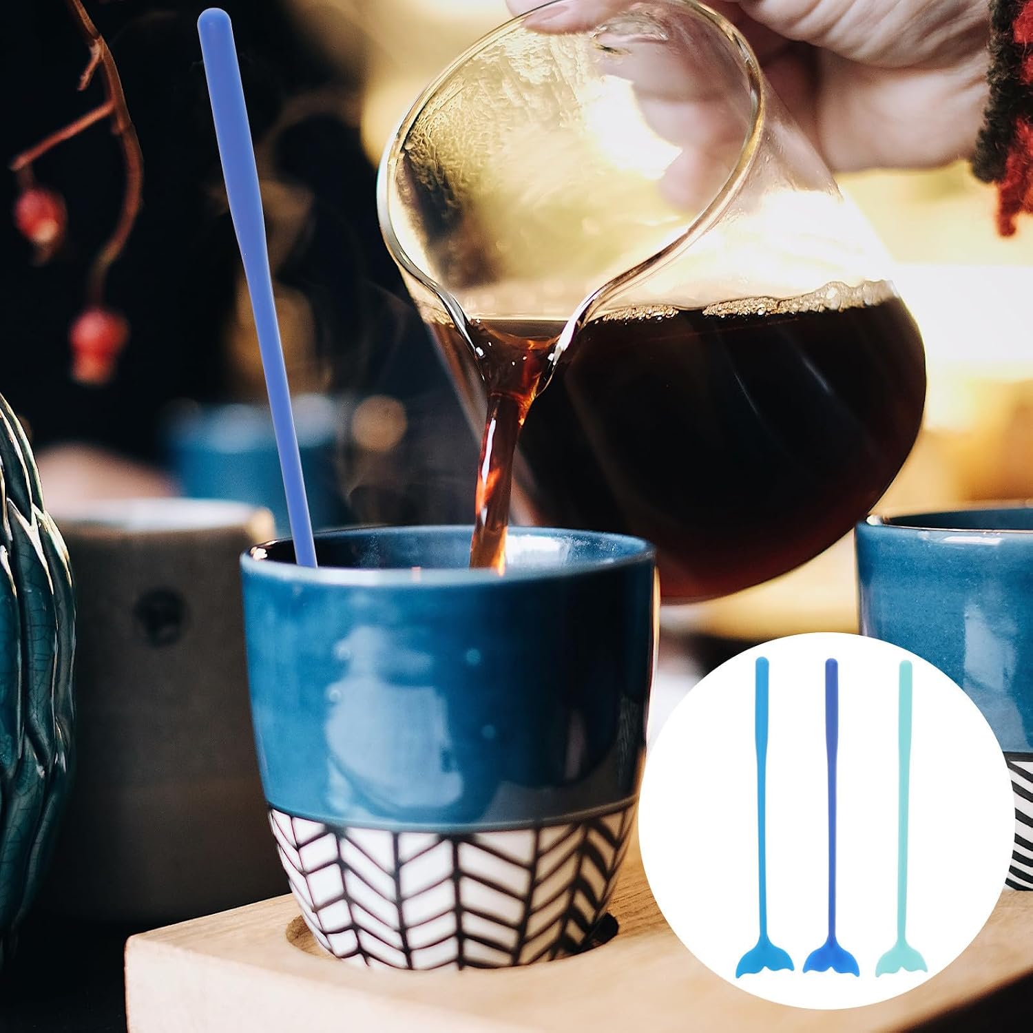 Whale Tail Drink Stirrer 18pcs PP for Coffee and Cocktails