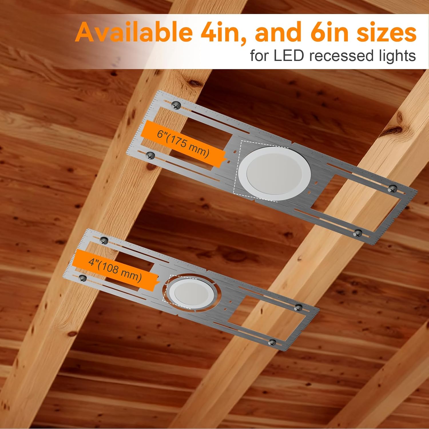 New Construction Mounting Plate with Round Hole - 4/6 Inch Flat Steel Rough in Wafer Light Bracket, LED Recessed Lighting Housing, 24 Pack