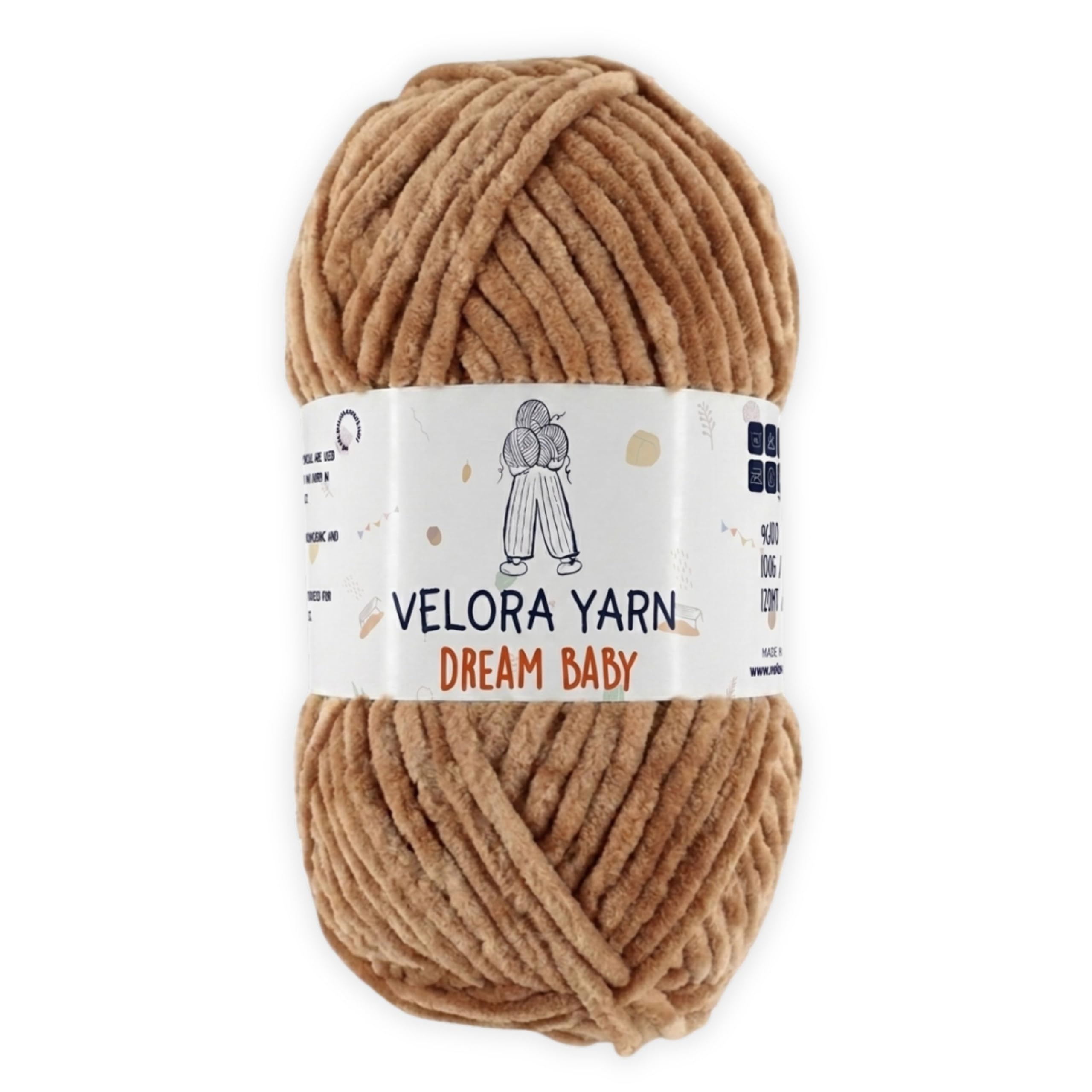 Velora Dream Baby 100% Polyester Chenille Yarn Soft Thick Chunky Yarn Skein 100g 120m, Machine Washable for Knitting&Crochet Blanket, Amigurumi, Scarf, Hat,Sweater,Plushies (Nescafe)