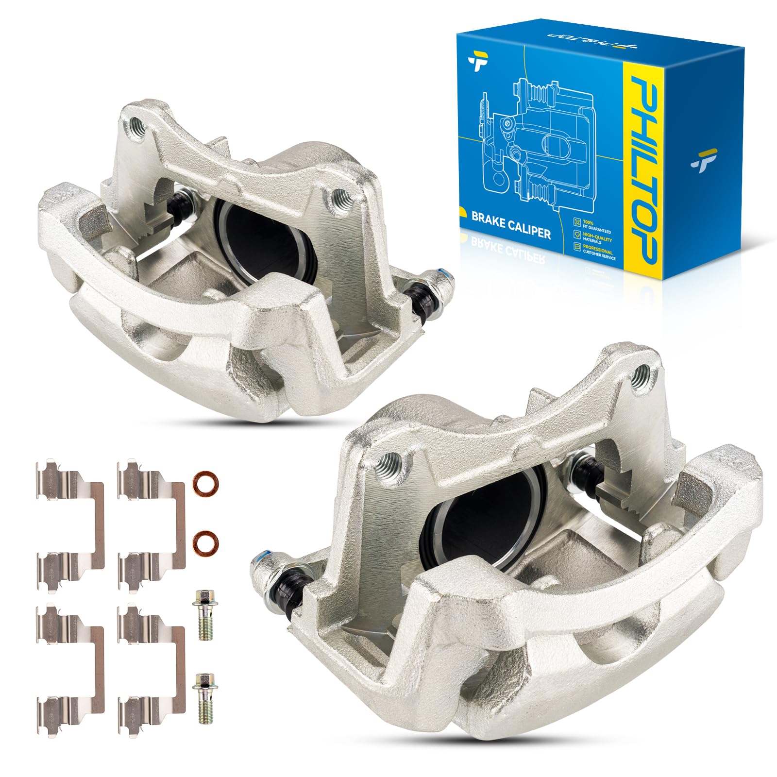 PHILTOP Brake Caliper Front Compatible with 2004-2012 Chevrolet Malibu, 2005-2010 G6, 2007-2009 Aura, Solstice, 2007-2010 Sky, Brake Calipers Set of 2