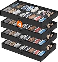 Vista 10 de Lifewit Organizador de almacenamiento de zapatos debajo de la cama, juego de 2, 4.3 pulgadas de alto, caja de almacenamiento de tela de perfil bajo