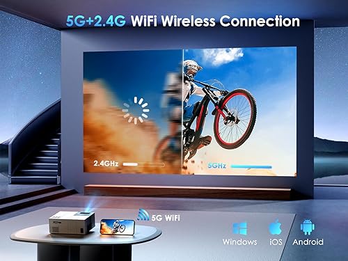 Miniatura 4 de YOWHICK Proyector 4K con WiFi y Bluetooth, 20000L Native 1080P Mini proyector para películas al aire libre, proyector de video portátil para cine en