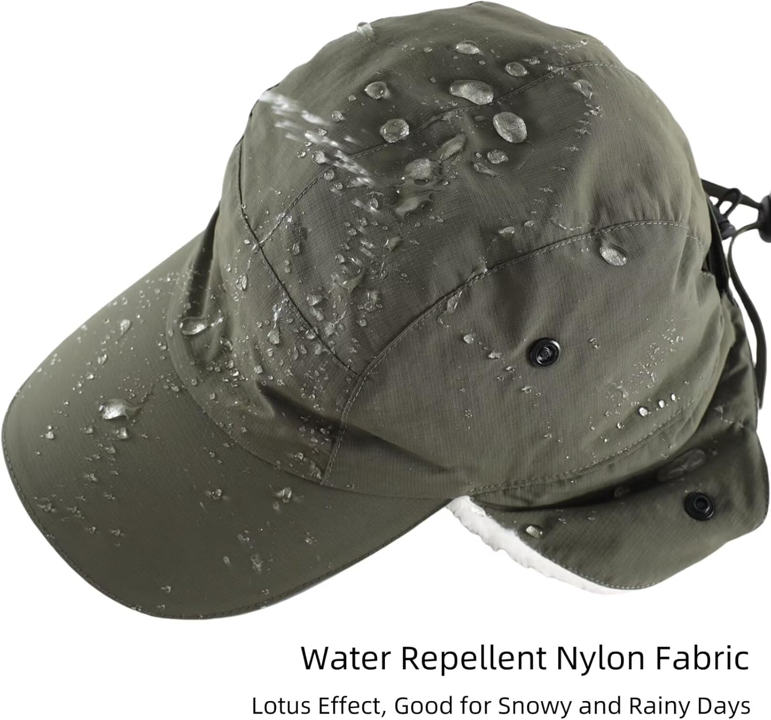 Connectyle Winter Earflap Hat for Men Women Sherpa-Lined Baseball Cap Water-Resistant Reflective Adjustable Sports Hat - Image 3