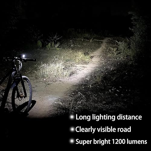 Miniatura 6 de Luces de bicicleta delanteras y traseras, luces de bicicleta recargables USB de 5000 mAh, súper brillantes de 1200 lúmenes para bicicleta y luces