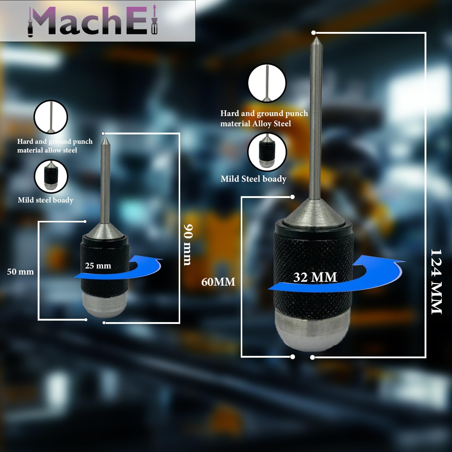MachEl Universal Transfer Center Aligner with Punch-Hardened Pins (Set of 2, Range 1/4" to 1"), ground & Epoxy Black - Image 4