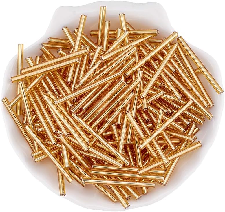 PandaHall 155pcs/50g Gold Long Glass Bugle Beads 31~34x3mm Tube Bugle Spacer Beads for DIY Jewelry Making - Image 4