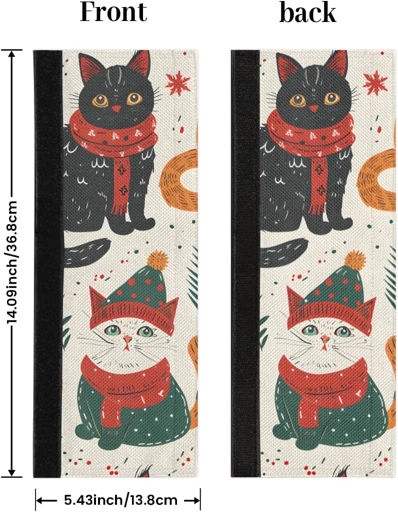 Refrigerator Door Handle Covers, Set of 2, Microwave Fridge Dishwasher Oven Handle Cover Cute Cat, Keep Kitchen Appliance Clean from Fingerprints Liquid Oil Stain Anti-Skid Decor, Christmas Cats thumbnail