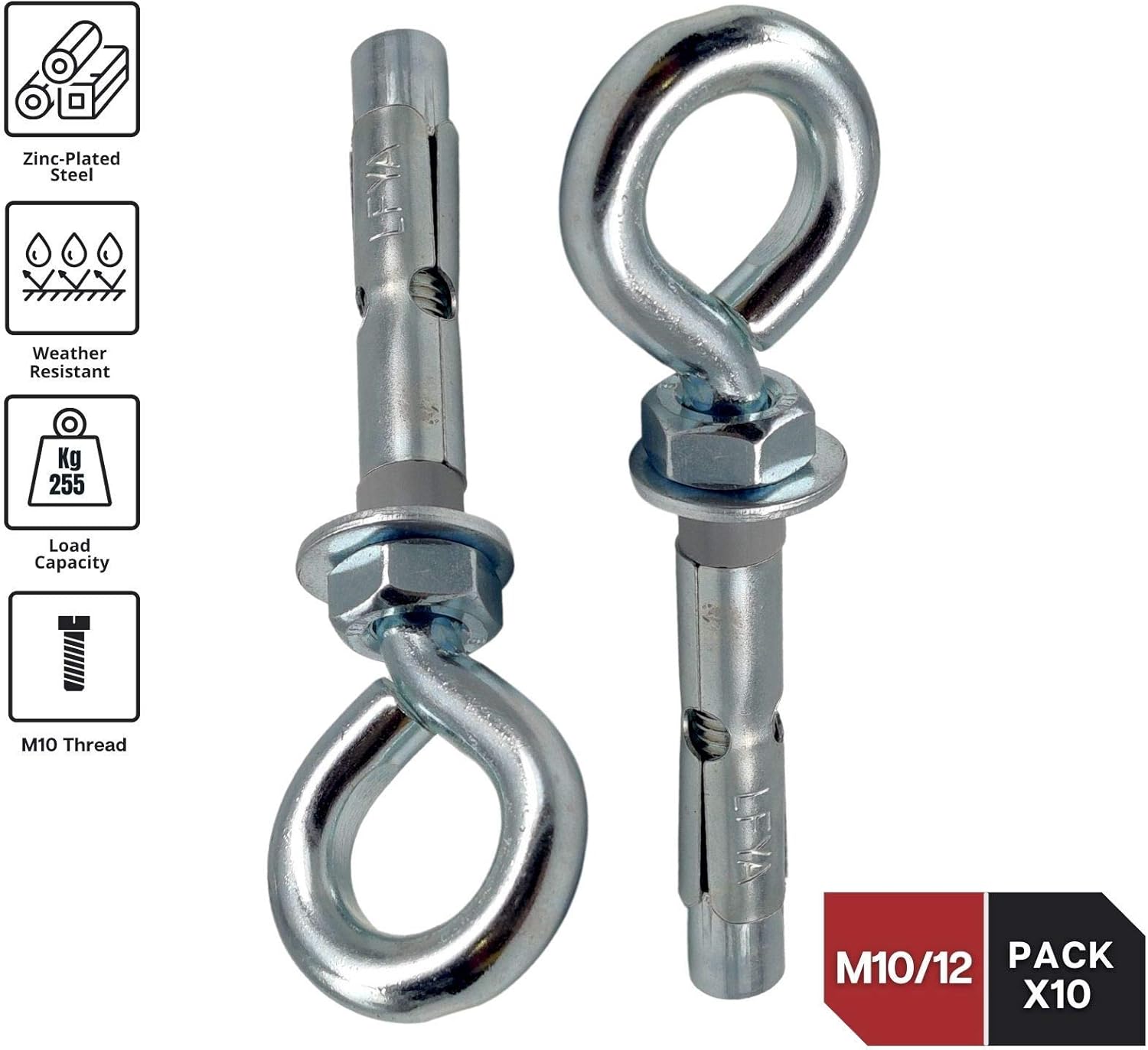 DOJA Barcelona Expansion Eye Bolts, M10-12, Pack 10 - Image 5