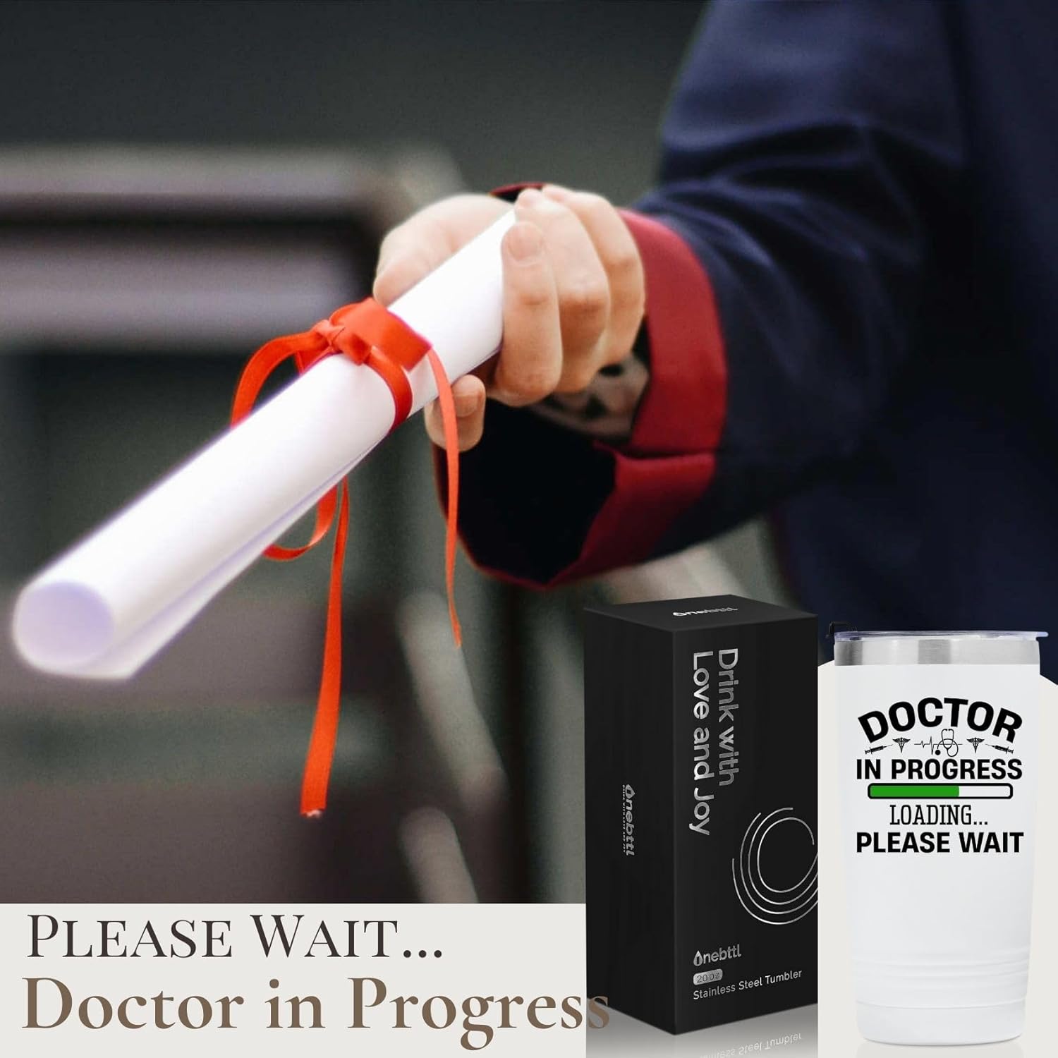 Onebttl Doctor in Progress Gifts for Med School Students, Graduation and Birthday Presents, 20oz Engraved Stainless Steel Insulated Travel Mug, Perfect for Christmas - White - Image 7