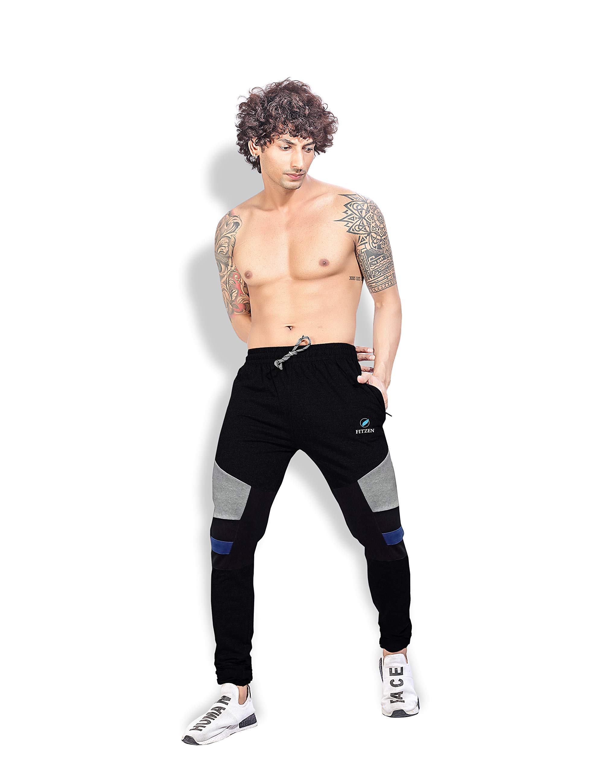 FITZEN Mens Track Pant Regular fit Free Size with Black 1105