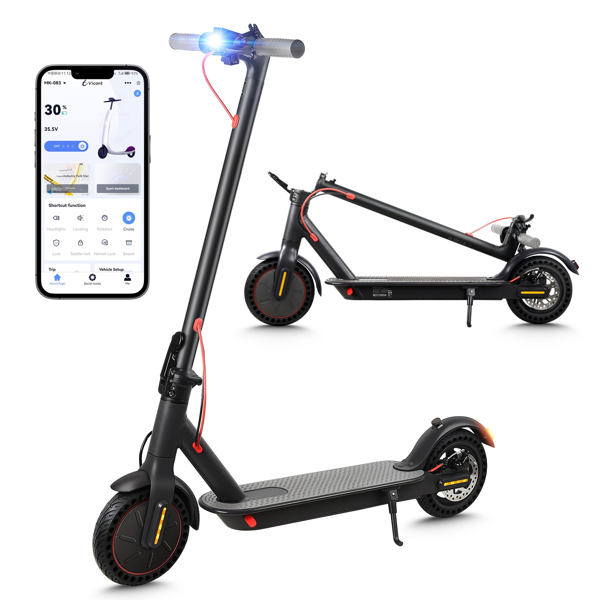 Monopattino Elettrico Mankeel per Adulti, Batteria da 48 V/10,4 Ah/15 Ah, Autonomia Massima 40-65 km, Velocità Massima 25 km/h, Sospensioni a Doppio Ammortizzatore