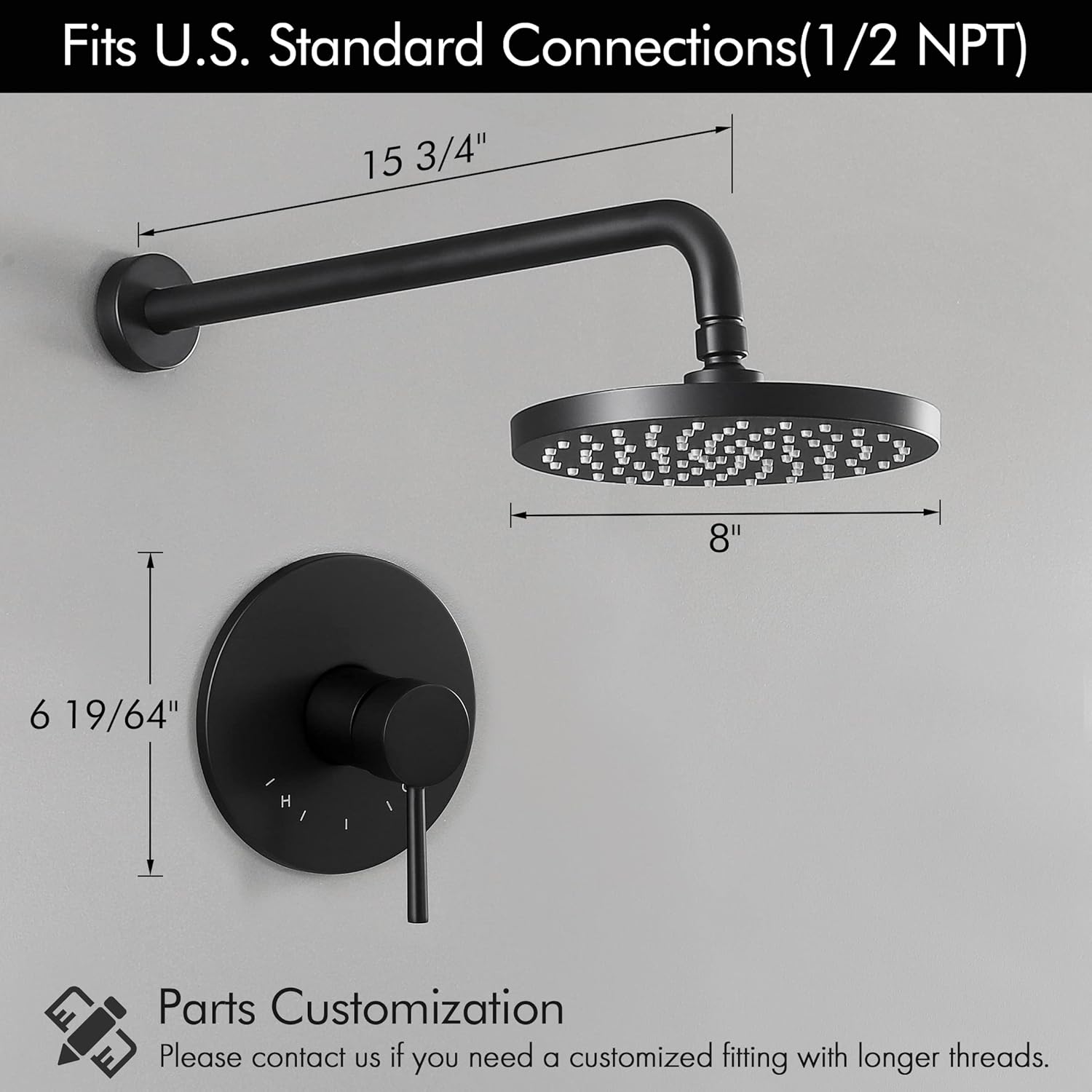 KES Black Bathroom Faucet Single Handle KES Shower Faucets Sets Complete Rain Shower Head Shower Valve, L3156ALF-BK-C2+ XB6202-BK-KES