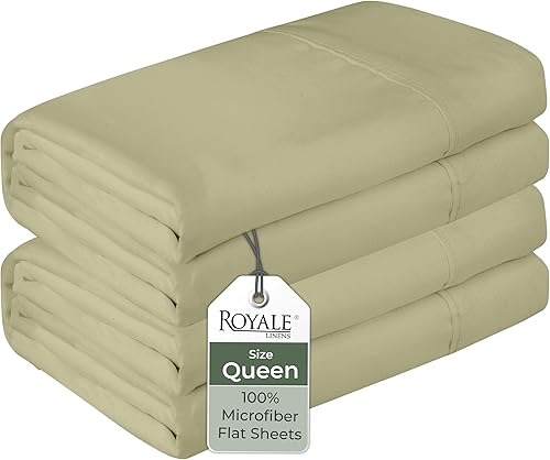 Royale Linens Juego de 2 sábanas encimeras, sábana superior, ultra suave y transpirable, microfibra cepillada 1800, resistente a las arrugas y a las