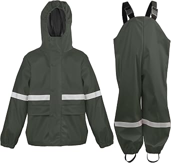 Junior Rain Suit for Boys&Girls Waterproof,Windproof,Stretchable Jacket&Pants Reflective 1-14Y
