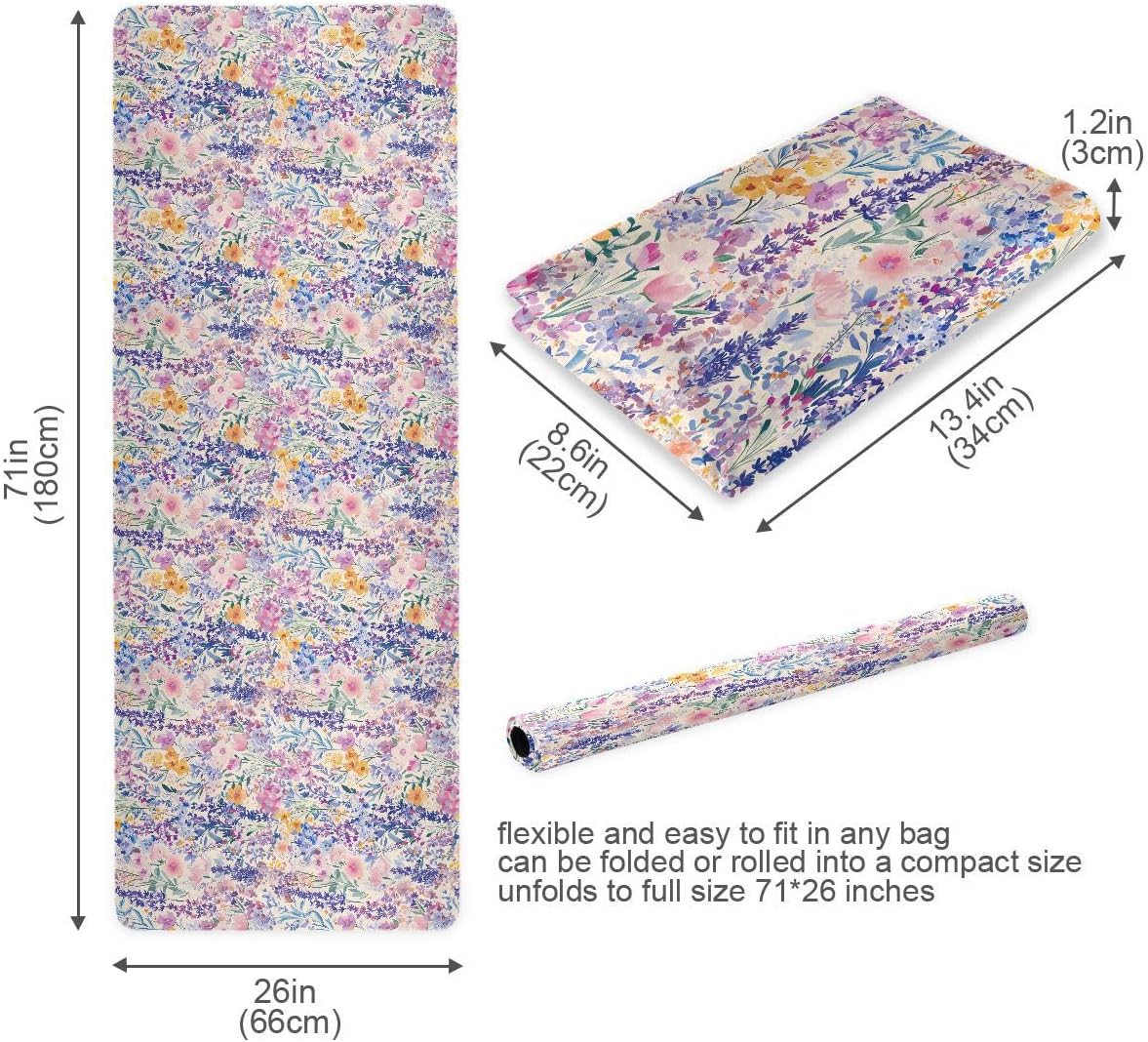 ALAZA Beautiful Lavender Flowers in A Garden Yoga Mat Non Slip Fitness Exercise Mat, Workout Mat for Yoga, Pilates and Floor Exercises